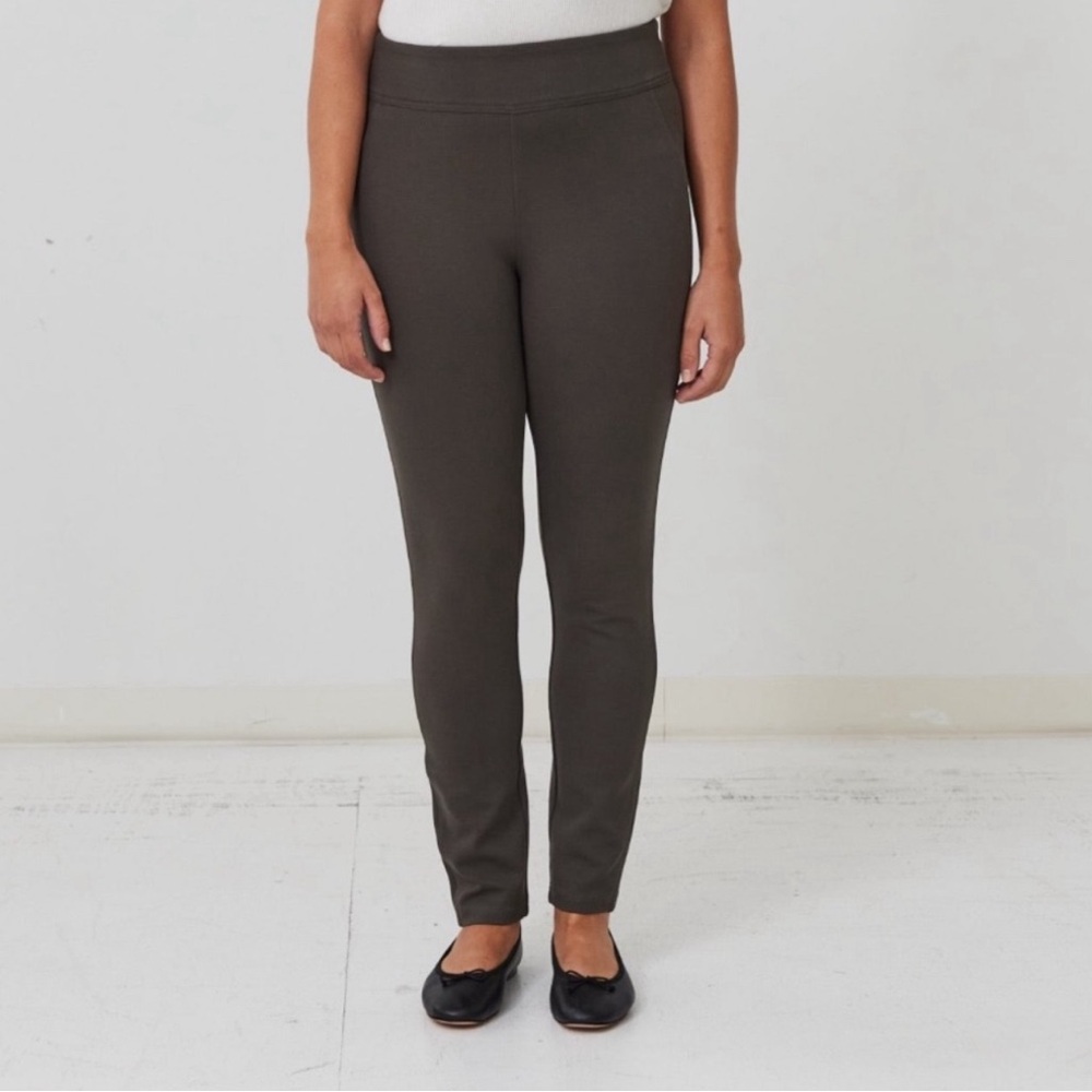 Slim Ponte Knit Pull-On Pants - Brown